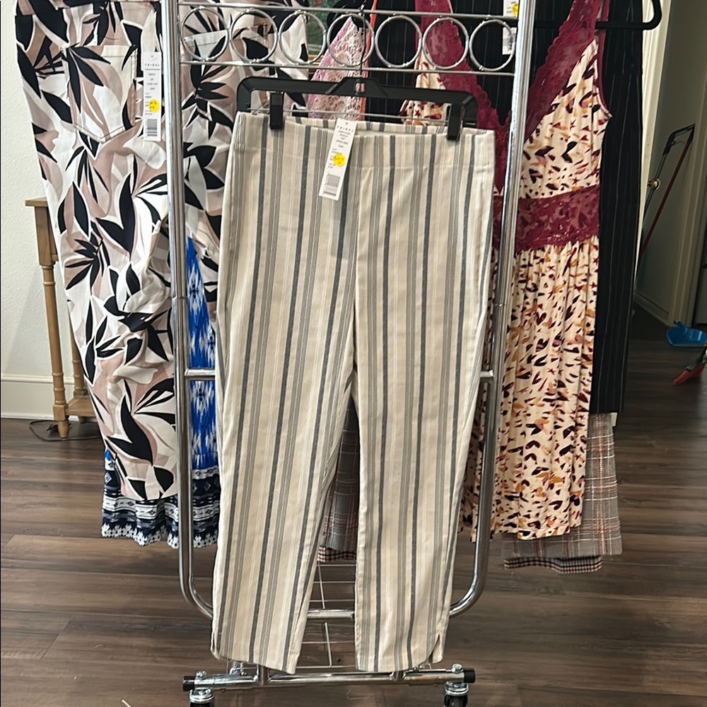 Tribal, Striped Beige and Gray Pants spring 2025 golden tropics